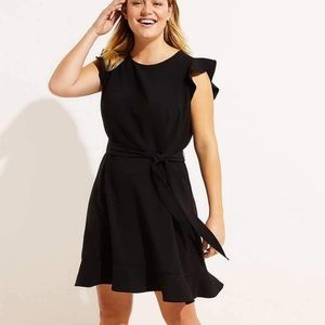 LOFT Flutter Sleeve Tie Waist Dress